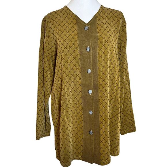 David Dart Vintage Tencel Blend Dragonfly Button Shirt Green Tunic Nature Medium - Picture 1 of 9